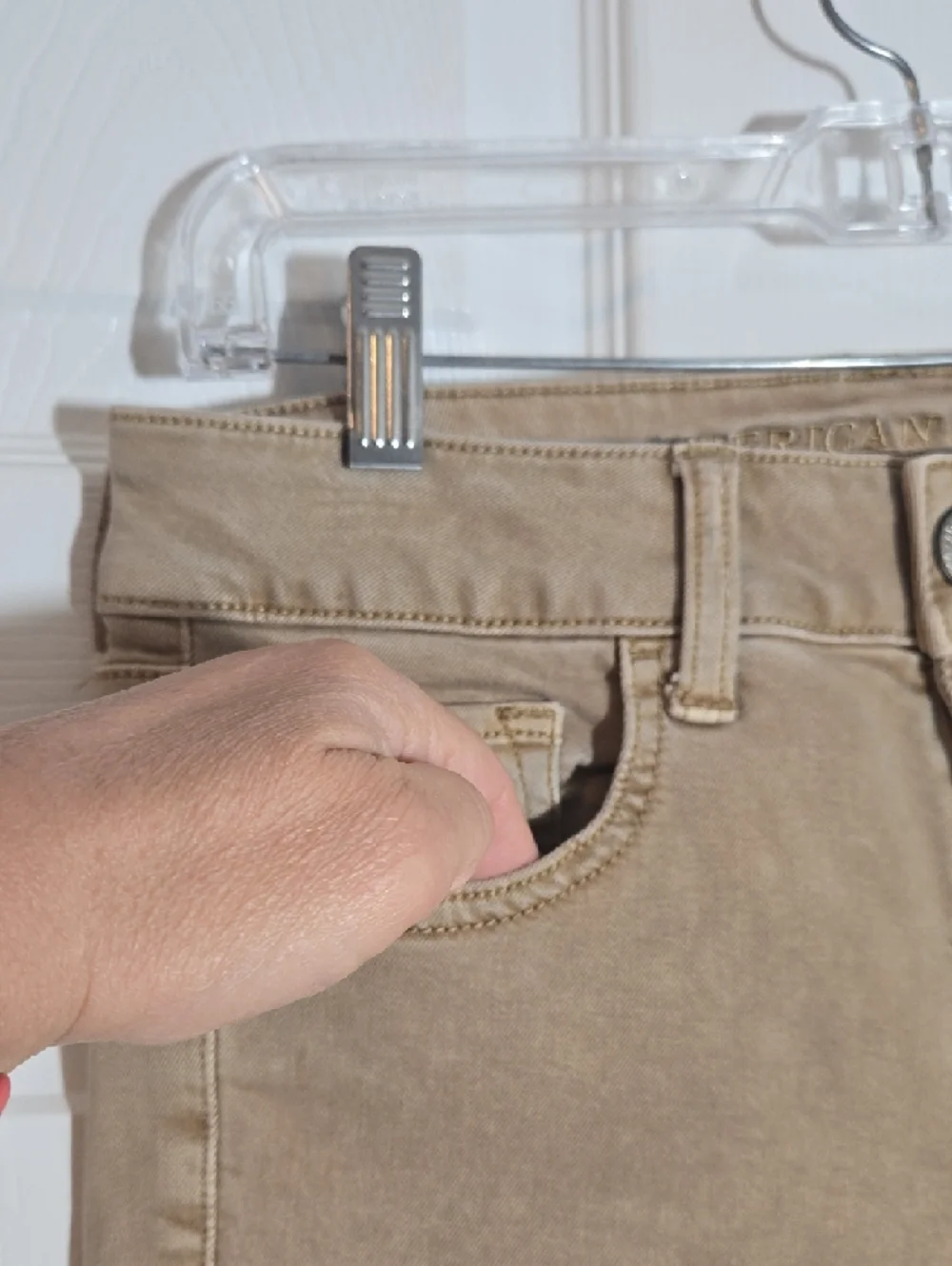 American Eagle Outfitters Tan Midi Jean Shorts Size 4 - Picture 4 of 6